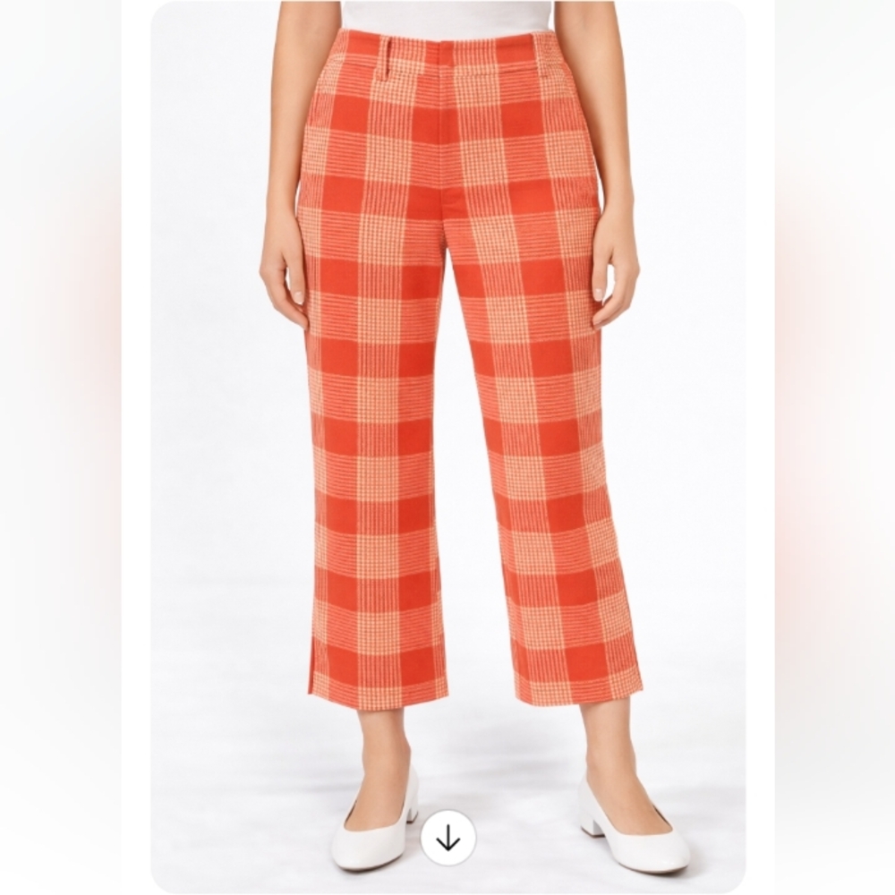 Maeve by Anthropologie Orange Plaid Cropped Pants Size 2